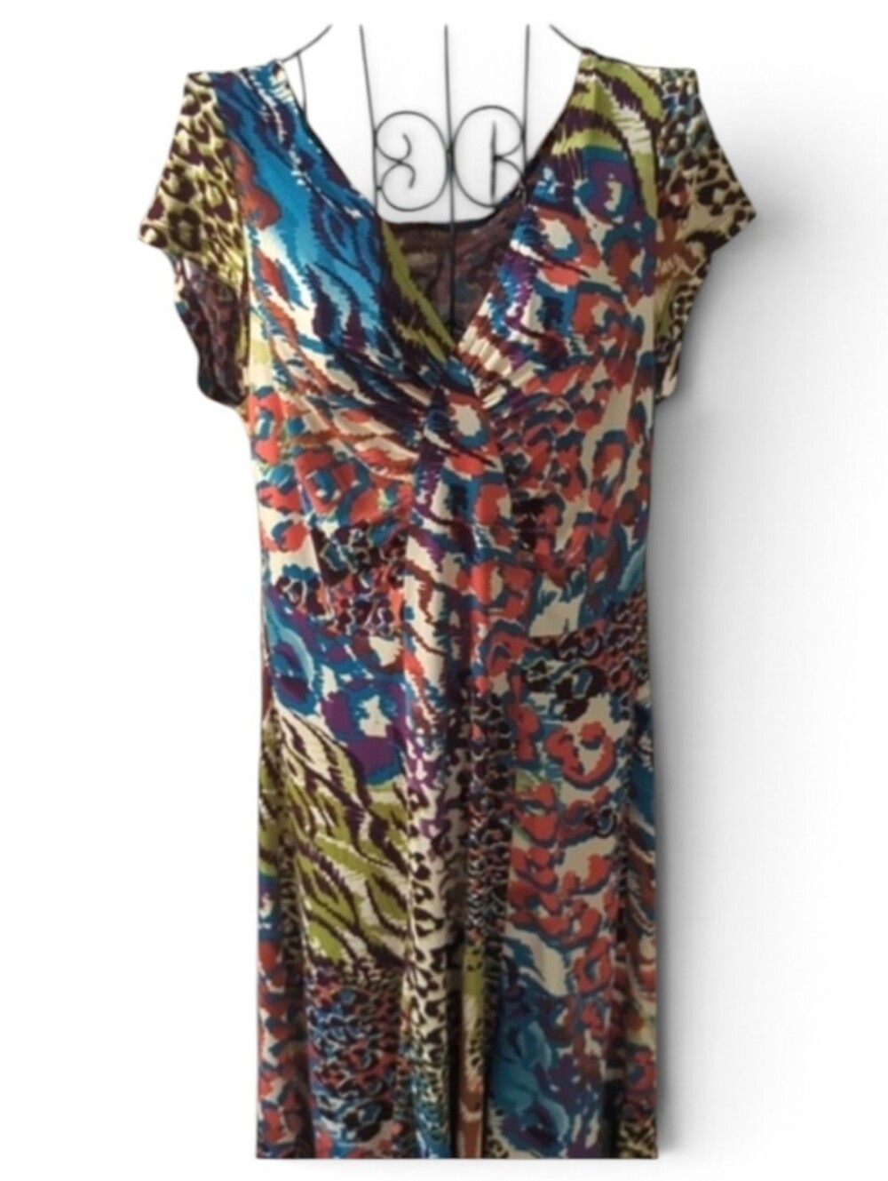 Peck and Peck weekend, multicolor cap sleeve midi dress. Medium